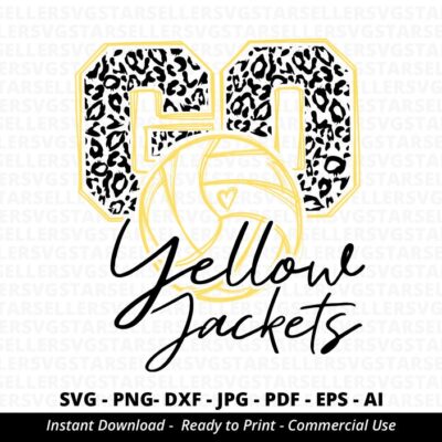 1007 Yellow Jackets Volleyball SVG PNG Yellow Jackets svg Go Leopard Yellow Jackets svg Yellow Jackets Mascot svg Volleyball Mom svg Cricut