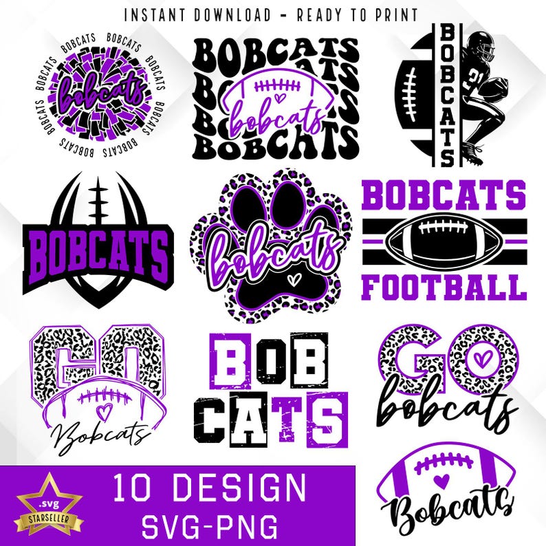 1008 Bobcats Bundle SVG PNG Bobcats Football Bundle svg Bundle svg Football Bundle Sports Team Svg Digital Cut File Instant Download