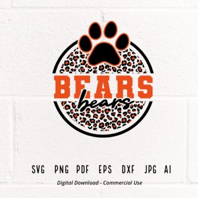 1035 Bears Paw SVG PNG Bears svg Leopard Bears Paw svg Bears Cheer svg Bears Mascot svg Bears Mom svg Football Mama Bears Vibes svg Cricut