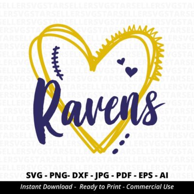 1035 Ravens Heart SVG Heart Designs Mascot svg Ravens svg Love Ravens svg Ravens Mascot svg Ravens Cheer svg Game day svg Cricut Silhouette