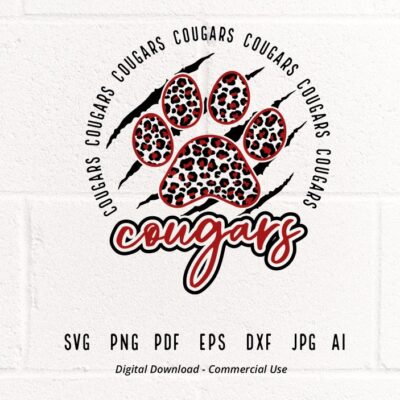 1039 Cougars SVG PNG Leopard Cougars Paw svg Cougars Claw svg Cougars Mascot svg Cougars Cheer svg Cougars Vibes School Spirit svg Cricut