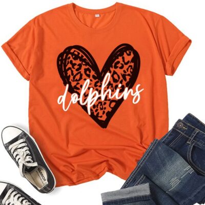 1041 Dolphins Heart SVG Leopard Heart Football Dolphins Mascot svg Heart Designs Mascot svg Dolphins Mom Dolphins Cheer Dolphins Shirt svg Cricut