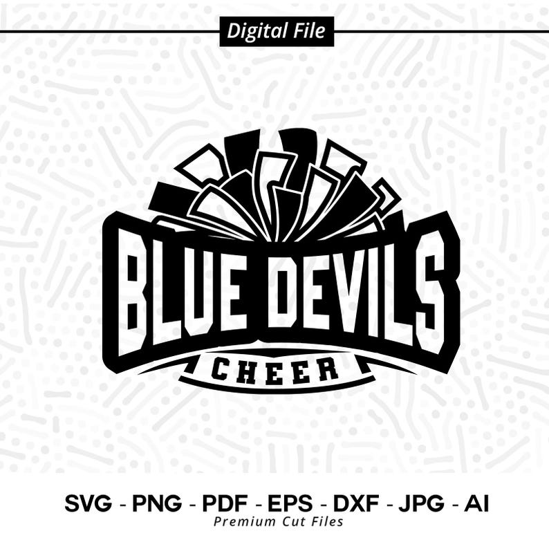 1047 Blue Devils Cheer SVG PNG Blue Devils Mascot svg Blue Devils svg Blue Devils Shirt svg School Spirit svg Cheer Megaphone svg Pom pom