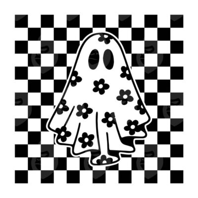 10721 Checkered Halloween Ghost Svg Cute Ghost Png Boo Svg Spooky Vibes Spooky Season Boo Haw Vector Cut file Cricut Silhouette Sticker