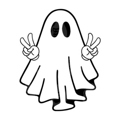 10730 Ghost Svg Cute Ghost Png Peace Sign Boo Halloween Spooky Vibes Spooky Season Boo Haw Vector Cut file Cricut Silhouette Sticker