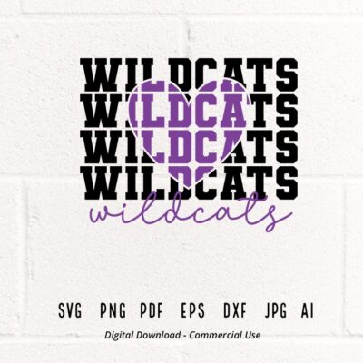 1083 Stacked Wildcats SVG Wildcats Mascot svg Wildcats svg Wildcats School Team svg Wildcats Cheer svg School Spirit svg Wildcats Heart svg