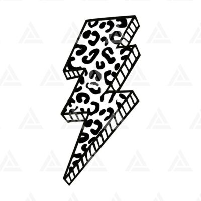 1084 Leopard Lightning Bolt Svg Doodle Leopard Thunder Svg Cheetah Print Flash Svg Cut File Cricut Silhouette Png Pdf Vector