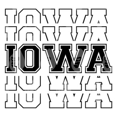 10902 Iowa Svg Varsity Font Svg College Font Stacked Text America State Svg Vector Cut file Cricut Silhouette Sticker Decal Pdf Png Dxf