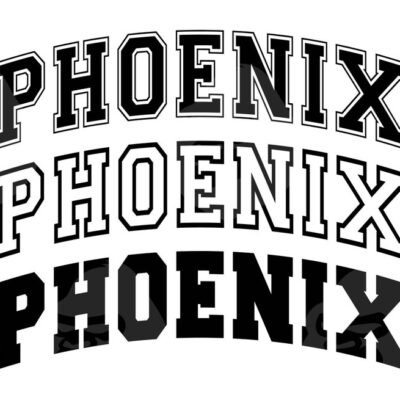 10914 Phoenix Svg Phoenix Varsity Png College Font Arched Text America State Svg Vector Cut file Cricut Silhouette Sticker Pdf Png Dxf