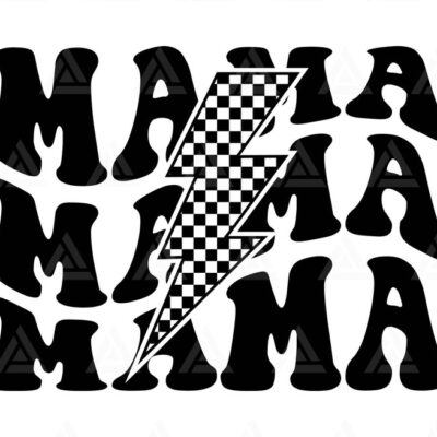 1107 Mama Svg Checkered Lightning Bolt Svg Mama Png Racing Mama T shirt Design Race Mama Sublimation Cut File Cricut Png Pdf Eps Vector