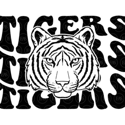 11074 Tigers Wavy Stacked Svg Go Tigers Svg Tigers Team Retro Vintage Groovy Font Vector Cut file Cricut Silhouette Sticker Pdf Png Dxf