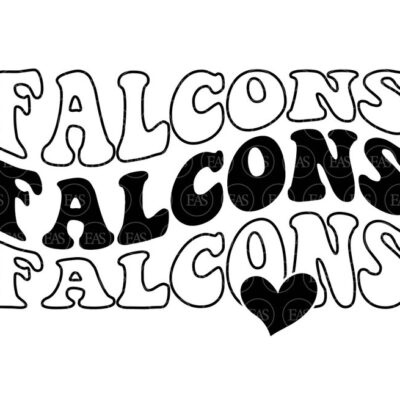 11076 Falcons Wavy Stacked Svg Falcons Heart Png Retro Vintage Groovy Text School Spirit Vector Cut file Cricut Silhouette Pdf Png Dxf