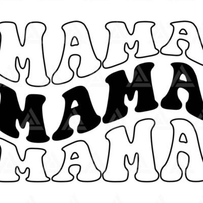 1108 Mama Wavy Letters Svg Mama Png Mama Stacked Wavy Text Mama T shirt Design Mama Sublimation Cut File Cricut Png Pdf Eps Vector