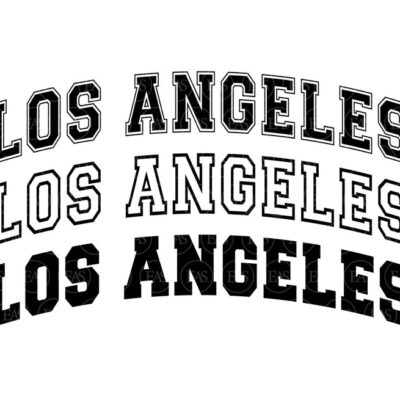 11107 Los Angeles Svg Varsity Font Svg College Font Arched Text America Svg Vector Cut file Cricut Silhouette Sticker Decal Pdf Png Dxf