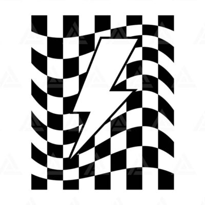 1112 Checkered Lightning Bolt Svg Wavy Checkered Thunder Svg Checkerboard Svg Square Pattern Cut File Cricut Silhouette Png Pdf Vector