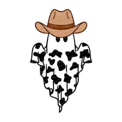 11124 Cowboy Ghost Svg Boo Haw Svg Cow Print Halloween Spooky Season Vibes Western Ghost Vector Cut file Cricut Silhouette Pdf Png Dxf