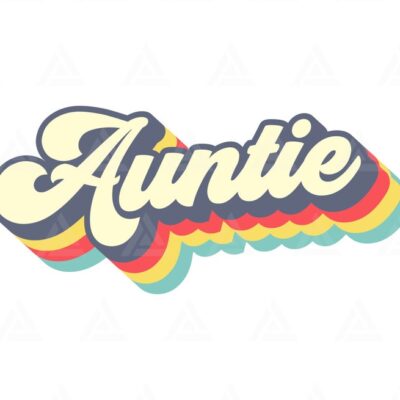 1114 Retro Auntie Svg Aunt Svg Vintage Font Groovy Font Auntie Shirt Print Gift for Auntie Cut File Cricut Png Pdf Vector Sticker