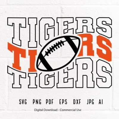 1127 Tigers Football SVG PNG Tigers Mascot svg Tigers svg Tigers School Team svg Tigers Cheer svg Stacked Tigers svg School Spirit Cricut