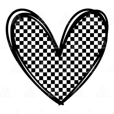 1131 Checkered Heart Svg Checker Pattern Svg Doodle Heart Checkerboard Hand Drawn Heart Cut File Cricut Silhouette Png Pdf Eps Vector