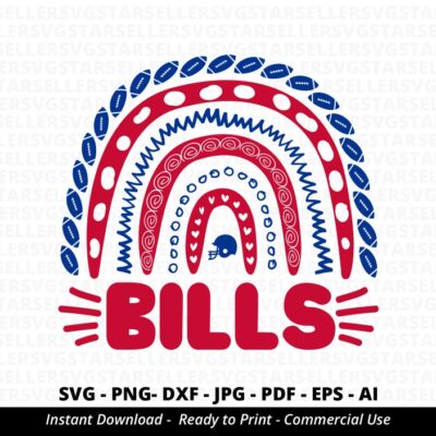 1153 Bills Rainbow SVG Bills Football svg Bills Mascot svg Bills Cheer svg Bills School Team svg Bills Shirt svg Football Mom Cricut Silhouette