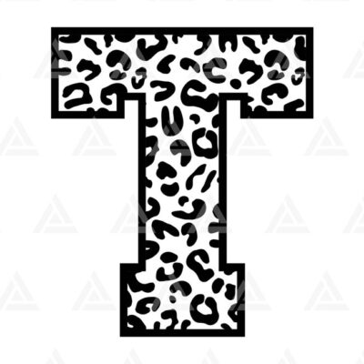 1180 Leopard T Letter Monogram Svg Cheetah T Letter Svg Leopard Font Alphabet Svg Cut File Cricut Silhouette Png Pdf Eps Vector