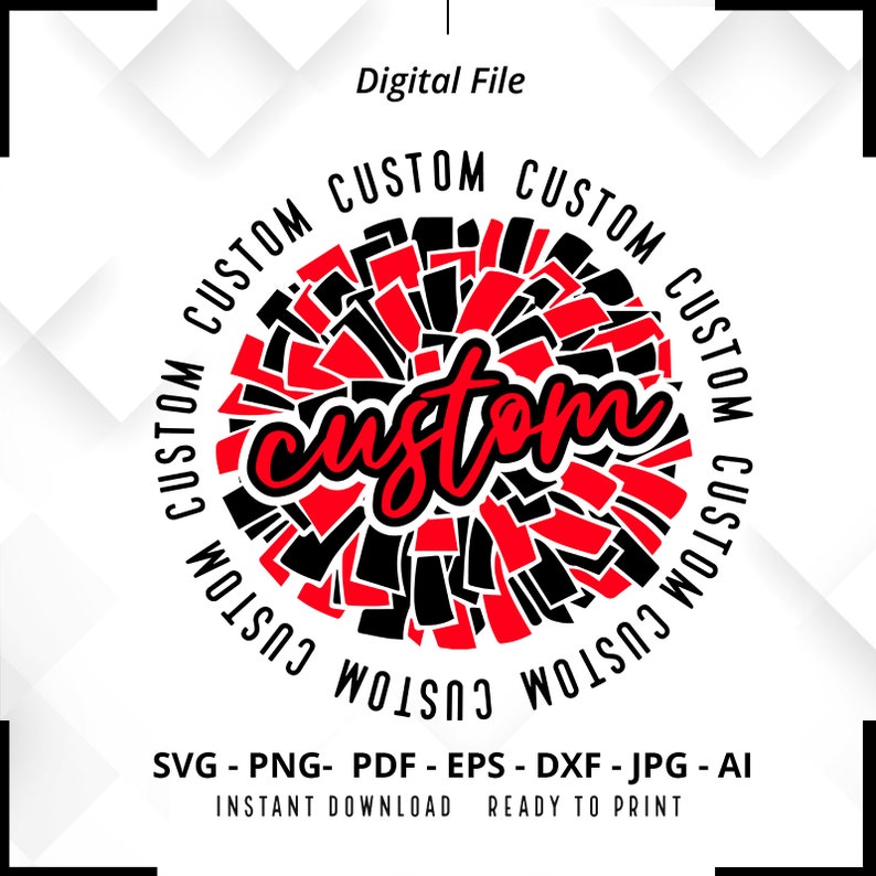 1188 Custom School Team Mascot svg Personalized Pom Pom Your Team Sublimation Cheer Mascot Custom Mascot Cheer Your Team Custom