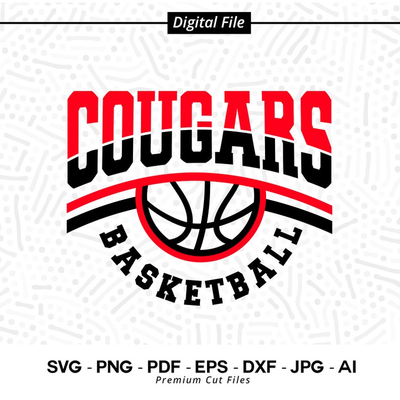 1198 Basketball SVG PNG Cougars Basketball svg Cougar Basketball svg Cougar Basketball Clipart Cricut Cut Files SVG for Shirt Cheer Shirt