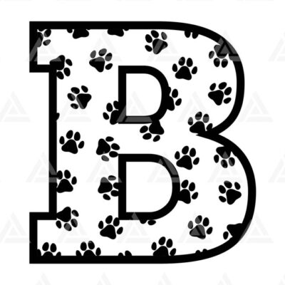 1235 B Letter Monogram Svg Paw Print Svg Paw Alphabet Svg Animal Font Svg Kids Alphabet Cut File Cricut Silhouette Png Pdf Eps Vector