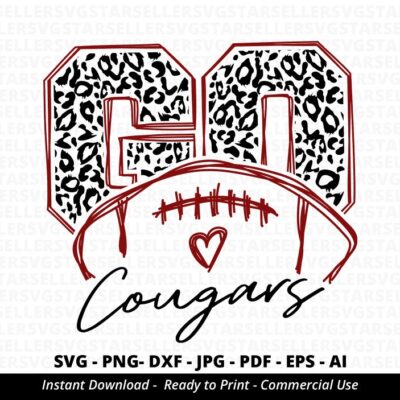 1242 Go Cougars Football SVG Cougars svg Go Leopard Cougars svg Cougars Mascot svg Cougars Pride svg Cougars Cheer School Spirit svg Cricut