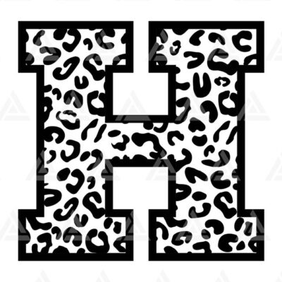 1245 Leopard H Letter Monogram Svg Cheetah H Letter Svg Leopard Font Alphabet Svg Cut File Cricut Silhouette Png Pdf Eps Vector