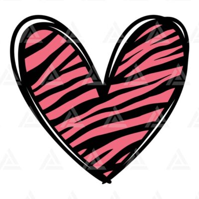 1248 Zebra Hand Drawn Heart Svg Zebra Print Svg Zebra Stripes Animal Skin Pattern Cut File Cricut Png Pdf Eps Vector Stencil Vinyl