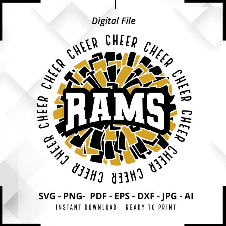 1255 Rams Cheer SVG PNG Rams svg Rams Pom Pom svg Rams Cheerleader svg Rams Mascot svg Rams Pride svg Rams Shirt svg Cricut Cut File