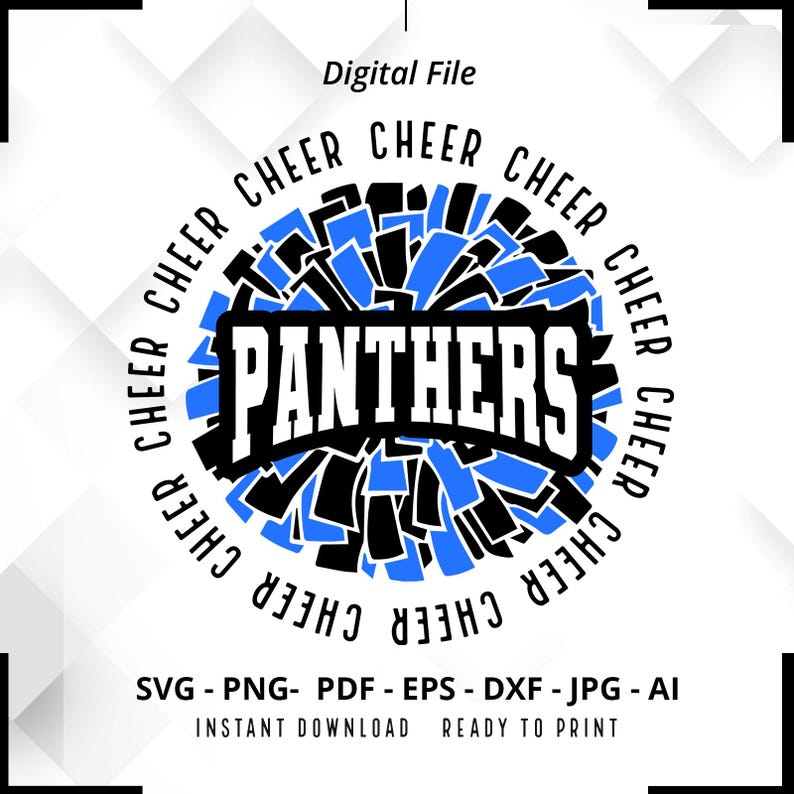 126 Panthers Cheer SVG PNG Panthers svg Panthers Pom Pom svg Panthers Cheerleader svg Panthers Mascot svg Panthers Mom svg Cut File Cricut