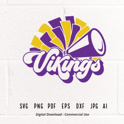 1269 Vikings Cheer SVG PNG Vikings Mascot svg Vikings svg Vikings Shirt svg School Spirit svg Cheer Megaphone Vikings Pom pom svg