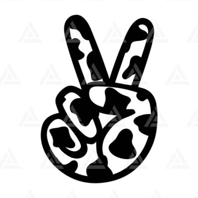 1285 Cow Peace Hand Svg Peace Sign Svg Peace Fingers Svg Cow Spots Svg Cut File Cricut Png Pdf Eps Vector Vinyl Sticker Decal