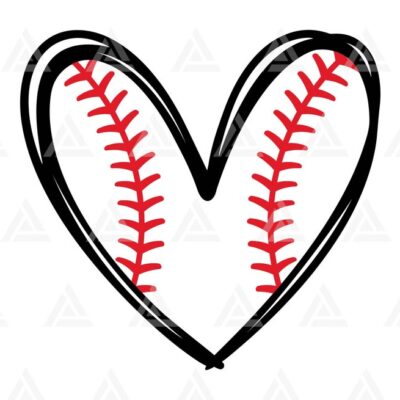 1296 Baseball Heart Svg Baseball Red Stitch Baseball T shirt Baseball Mom Scribble Heart Cut File Cricut Silhouette Png Pdf Eps Vector