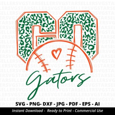 1304 Go Gators Baseball SVG Gators svg Leopard Gators svg Gators Mascot svg Gators Pride Baseball Mom svg School Team svg Gators Mom svg Cricut