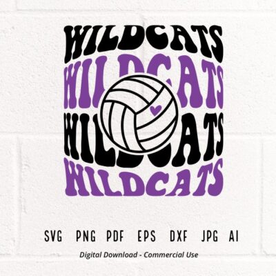 1304 Wildcats Volleyball SVG PNG Wildcats Mascot svg Wildcats svg Wildcats School Team svg Wildcats Cheer svg Stacked Wildcats School Spirit