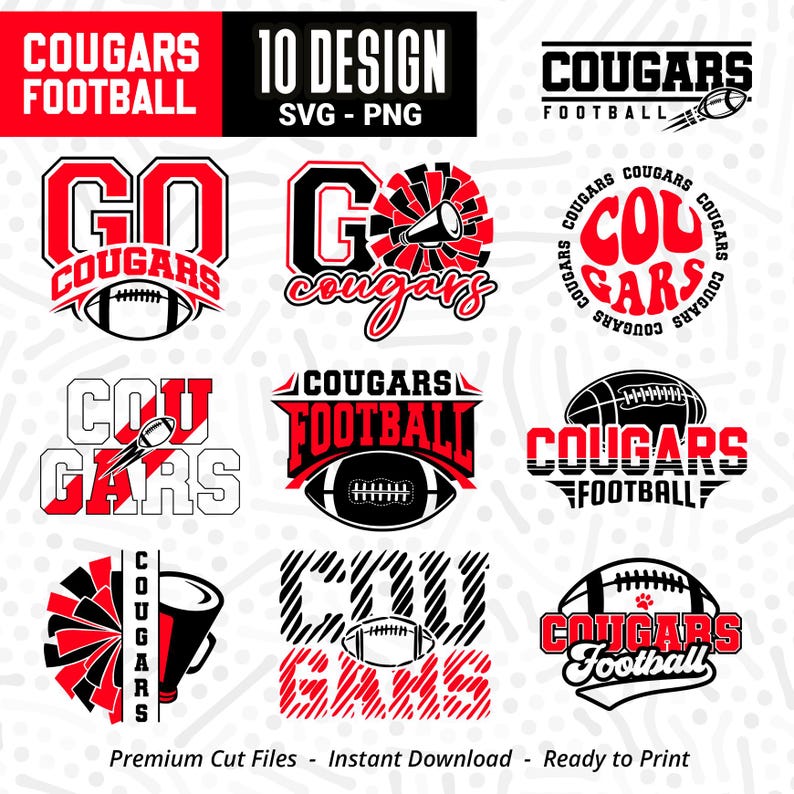 1309 Cougars Football SVG PNG Bundle Cougars Svg Bundle Cougars Shirt Designs Cougars Png Bundle Cougars Mascot Designs