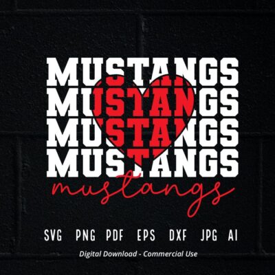 1320 Stacked Mustangs SVG Mustangs Mascot svg Mustangs svg Mustangs School Team svg Mustangs Cheer svg School Spirit svg Mustangs Heart svg