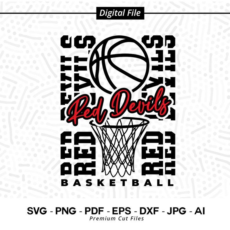 1369 Basketball SVG PNG Red Devils Basketball svg Red Devil Basketball Red Devil Cheer svg Sublimation Digital Download Basketball Clipart