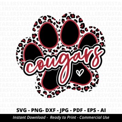 137 Cougars Paw SVG PNG Cougars svg Leopard Cougars Paw svg Cougars Cheer svg Cougars Mascot svg Cougars Mom svg Football Mama svg Cricut