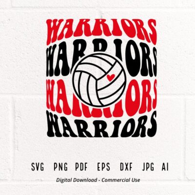 1371 Warriors Volleyball SVG PNG Warriors Mascot svg Warriors svg Warriors School Team svg Warriors Cheer svg Stacked Warriors School Spirit