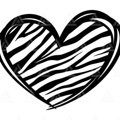 1372 Zebra Hand Drawn Heart Svg Zebra Stripes Svg Animal Skin Print Pattern Cut File Cricut Silhouette Png Pdf Eps Vector Stencil Vinyl