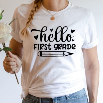 1374 Hello First Grade SVG Back To School svg 1st Grade svg First Grade Shirt School Shirt svg Teacher svg Girl First Grade svg Cricut svg