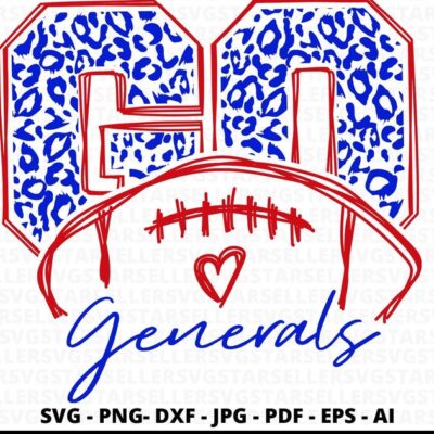 1386 Go Generals Football SVG Generals svg Go Leopard Generals svg Generals Mascot svg Generals Pride svg Generals Cheer School Spirit svg Cricut