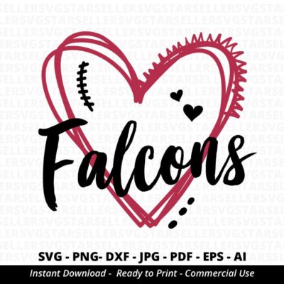 1391 Falcons Heart SVG Falcons svg Falcons Football svg Heart Designs Mascot svg Falcons Mascot Falcons Cheer svg Falcons Shirt svg Cricut