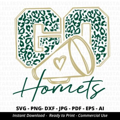 1393 Go Hornets Leopard SVG Hornets Cheer svg Hornets Mascot svg Hornets svg Cheer Little Mom Team Mascot School Team svg School Spirit Cricut