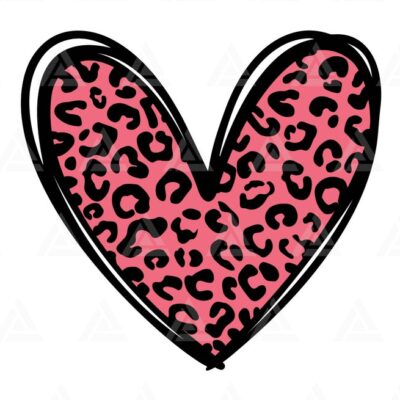 1394 Pink Leopard Heart Svg Hand Drawn Heart Svg Valentines Day Svg Cheetah Spots Cut File Cricut Png Pdf Eps Vector Sticker Decal