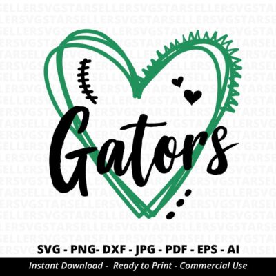 1420 Gators Heart SVG Gators svg Gators Football svg Heart Designs Mascot svg Gators Mascot Gators Cheer svg Gators Shirt svg Gators Mom Cricut